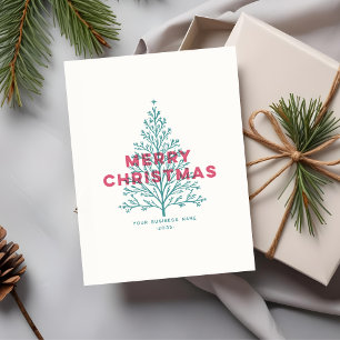 Elegante Moderne Vintage Prettig Kerstboom Feestdagenkaart