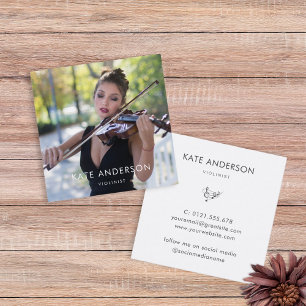 Elegante moderne violist muzikant foto vierkante visitekaartje