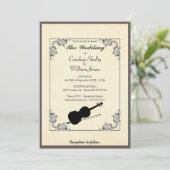 Elegante moderne viool bruiloft uitnodiging (Staand voorkant)