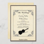 Elegante moderne viool bruiloft uitnodiging (Voorkant / Achterkant)