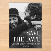 Elegante Moderne Volledige Foto Opslaan van de Dat Acryl Uitnodigingen (Voorkant)