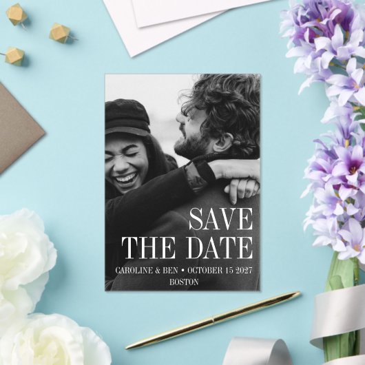 Elegante Moderne Volledige Foto Opslaan van de Dat Acryl Uitnodigingen (Insitu (Huwelijk))