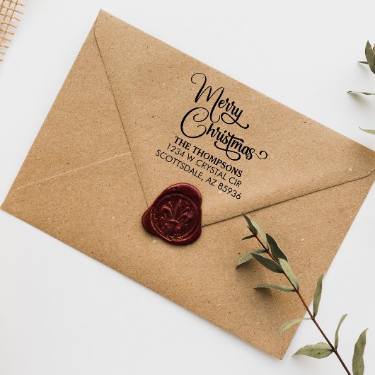 Elegante moderne vrolijke kerst aangepaste familie  zelfinktende stempel