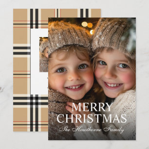 Elegante moderne vrolijke kerst foto overlay feestdagenkaart