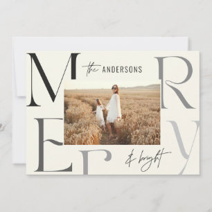 Elegante moderne vrolijke kerst foto typografie aankondiging