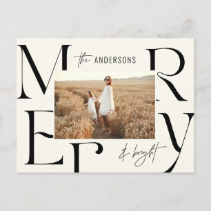 Elegante moderne vrolijke kerst foto typografie feestdagenkaart