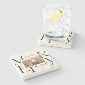 Elegante moderne vrolijke kerst foto typografie stenen onderzetter (Zijkant)