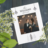 Elegante moderne vrolijke kerstfoto en sneeuwvlokk feestdagenkaart