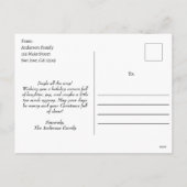 Elegante moderne vrolijke kerstfoto en sneeuwvlokk feestdagenkaart (Achterkant)