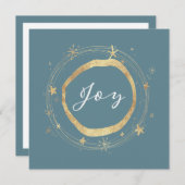 Elegante Moderne Vrolijkheid Ijsblauw Gouden Ster Feestdagenkaart (Voorkant / Achterkant)