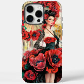 Elegante, moderne vrouw & klaprozen bloemenjurk Case-Mate iPhone case (Achterkant)