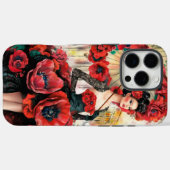 Elegante, moderne vrouw & klaprozen bloemenjurk Case-Mate iPhone case (Achterkant (horizontaal))