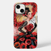 Elegante, moderne vrouw & klaprozen bloemenjurk Case-Mate iPhone case (Achterkant)
