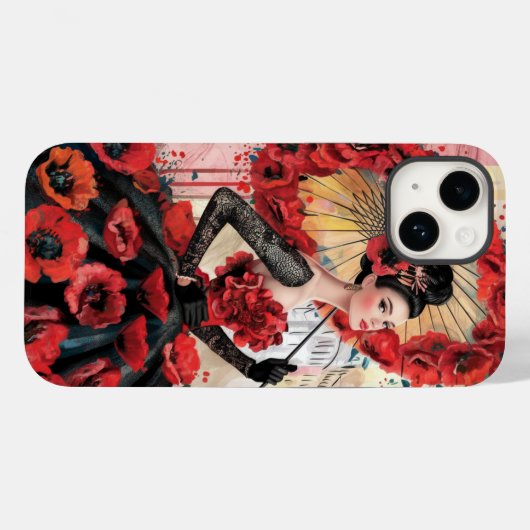 Elegante, moderne vrouw & klaprozen bloemenjurk Case-Mate iPhone case (Achterkant (horizontaal))