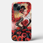 Elegante, moderne vrouw & klaprozen bloemenjurk Case-Mate iPhone case (Achterkant)