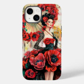 Elegante, moderne vrouw & klaprozen bloemenjurk Case-Mate iPhone case (Achterkant)