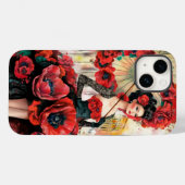 Elegante, moderne vrouw & klaprozen bloemenjurk Case-Mate iPhone case (Achterkant (horizontaal))