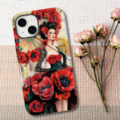 Elegante, moderne vrouw & klaprozen bloemenjurk Case-Mate iPhone case