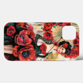 Elegante, moderne vrouw & klaprozen bloemenjurk Case-Mate iPhone case (Achterkant (horizontaal))