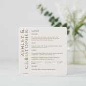 Elegante moderne walnoot bruine bruiloft menu (Staand voorkant)