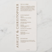 Elegante moderne walnoot bruine bruiloft programmakaart (Voorkant)