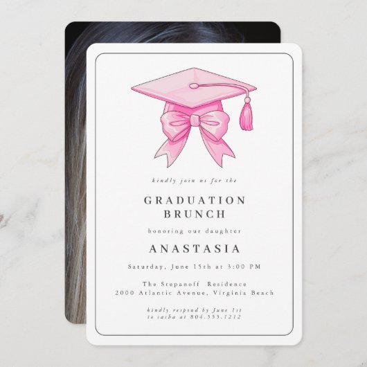 Elegante moderne Waterverf Afstuderen brunch Kaart (Voorkant / Achterkant)
