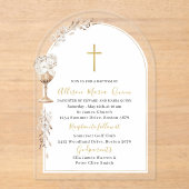 Elegante moderne Waterverf beige engelendoop Acryl Uitnodigingen (Voorkant)