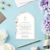 Elegante moderne Waterverf beige engelendoop Acryl Uitnodigingen (Insitu (Huwelijk))