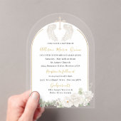 Elegante moderne Waterverf beige engelendoop Invi Acryl Uitnodigingen (Insitu (Draagbaar))