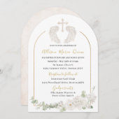 Elegante moderne Waterverf beige engelendoop Invi Kaart (Voorkant / Achterkant)