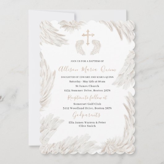 Elegante moderne Waterverf beige vleugels een uitn Kaart (Voorkant)