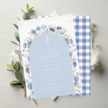 Elegante Moderne Waterverf Blauwe Bloemen Doop