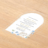 Elegante moderne waterverf blauwe engel doop acryl uitnodigingen (Laagn)