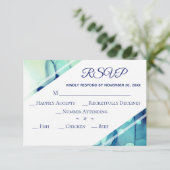 ** Elegante moderne Waterverf Blauwgroen RSVP brui (Staand voorkant)