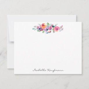 Elegante moderne waterverf bloem schrift naam notitiekaartje