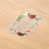 Elegante moderne Waterverf Bloemen Border Wedding Acryl Uitnodigingen (Laagn)