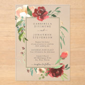 Elegante moderne Waterverf Bloemen Border Wedding Acryl Uitnodigingen (Voorkant)