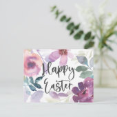 Elegante moderne Waterverf Bloemen Happy Easter Briefkaart (Staand voorkant)