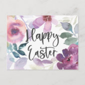 Elegante moderne Waterverf Bloemen Happy Easter Briefkaart (Voorkant)