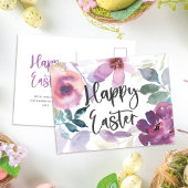 Elegante moderne Waterverf Bloemen Happy Easter Briefkaart