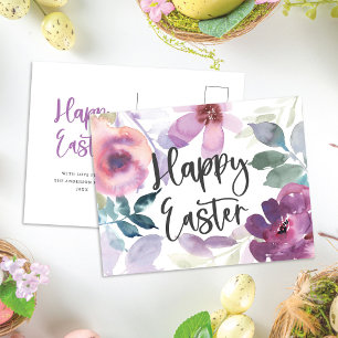 Elegante moderne Waterverf Bloemen Happy Easter Briefkaart