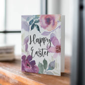 Elegante moderne Waterverf Bloemen Happy Easter Kaart