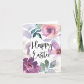 Elegante moderne Waterverf Bloemen Happy Easter Kaart (Voorkant)