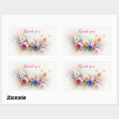 Elegante moderne waterverf bloemen kunst bedankt rechthoekige sticker (Vel)