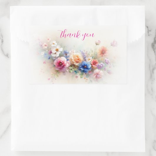 Elegante moderne waterverf bloemen kunst bedankt rechthoekige sticker (Tas)