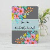 Elegante moderne Waterverf bloemen op donkergrijs Kaart (Staand voorkant)