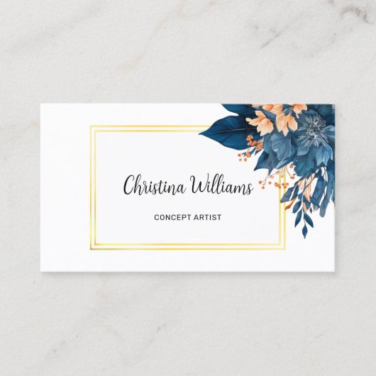 Elegante moderne Waterverf bloemenmarketing Visitekaartje (Voorkant)