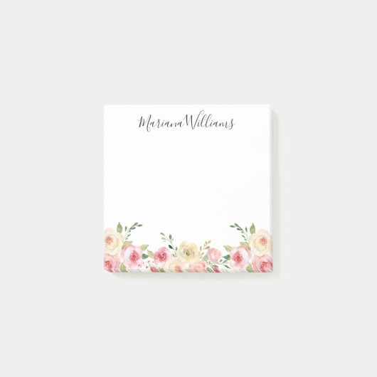 elegante moderne waterverf blozen roze bloem post-it® notes (Voorkant)