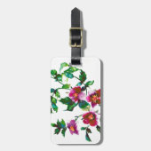 Elegante moderne waterverf donkerroze wilde bloeme bagagelabel (Voorkant verticaal)