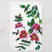 Elegante moderne waterverf donkerroze wilde bloeme briefpapier (Voorkant / Achterkant)